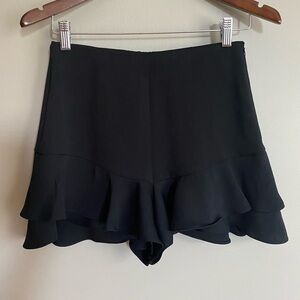 Zara Ruffled Shorts Black High Waisted Size S